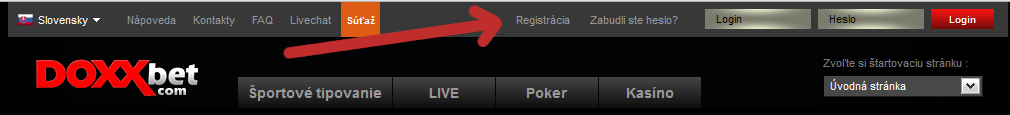 Doxxbet registrácia 1