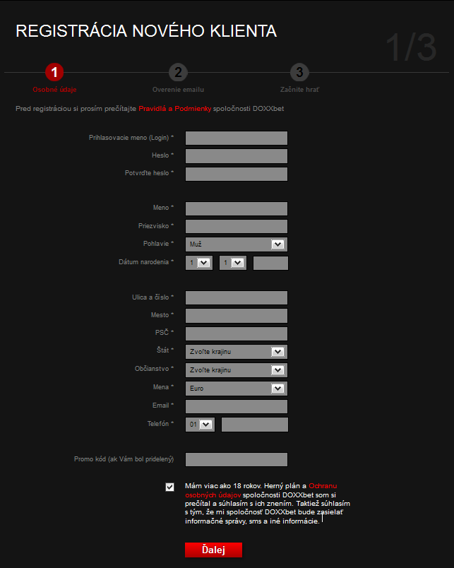 Doxxbet registrácia 2