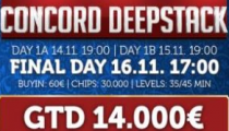 Concord Deepstack €14,000 GTD odštartoval v piatok skvelou účasťou 175 entries